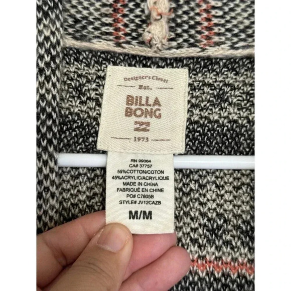 BILLABONG Womens Cardigan Sweater Aztec Southwest Open Front Long Medium Boho - Picture 3 of 7